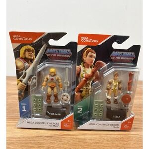 Lot of 2 Mega Construx Heroes He-Man and Teela Masters of the Universe NEW